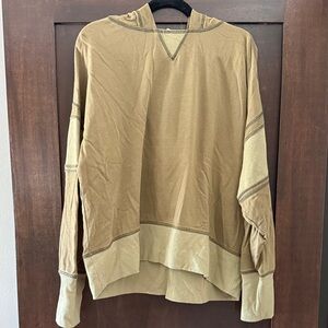 Olive Green Hooded Long Sleeve Top
